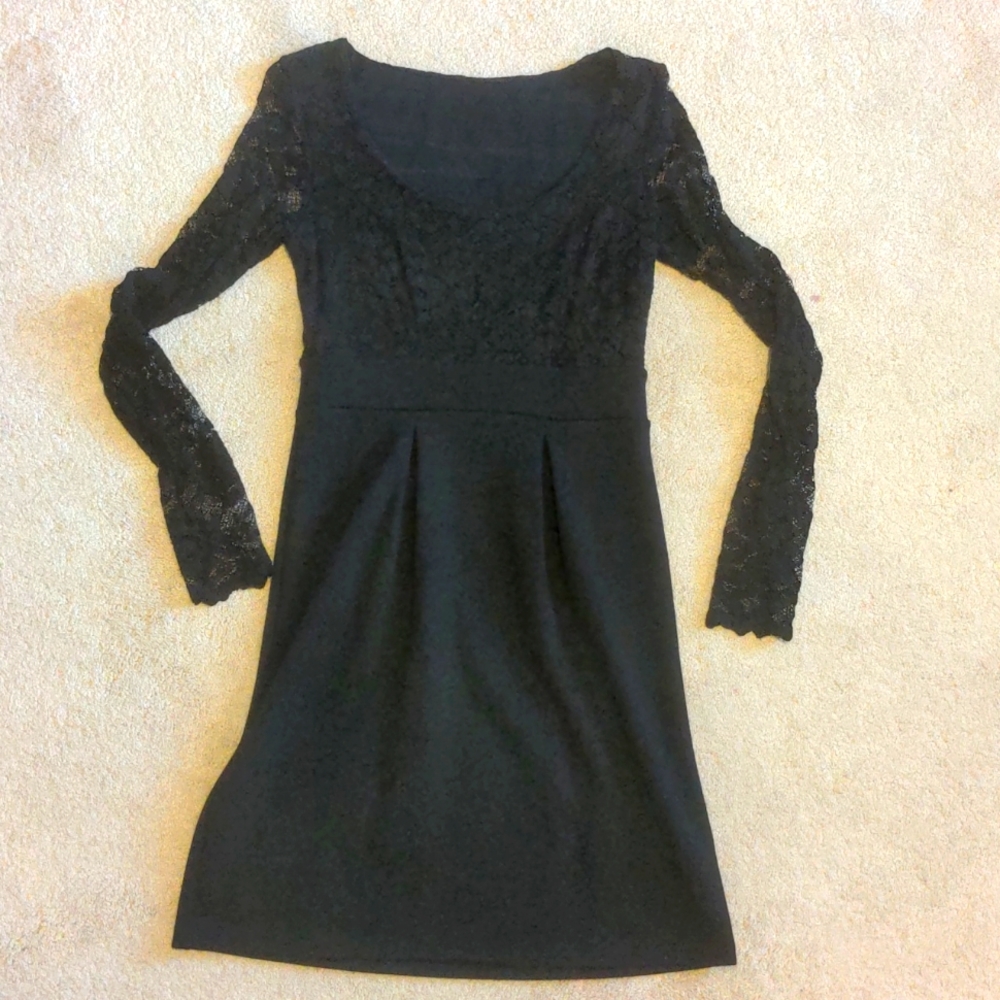 Black dress with lace top and sleeves